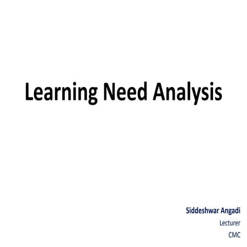 Learning Need Analysis for Nursing Education