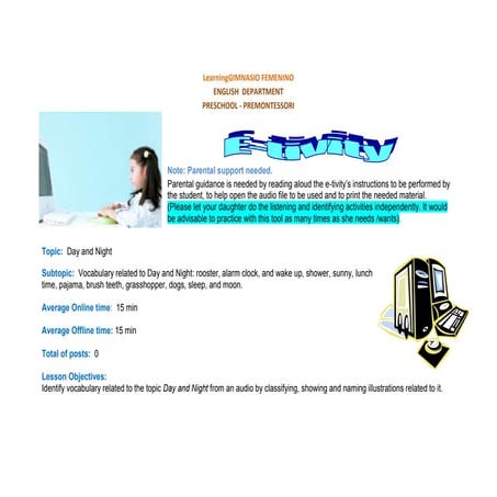 Day and night - Learning object