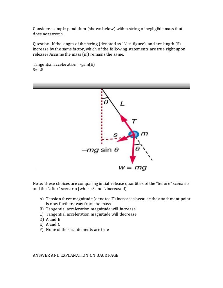 Simple Pendulum MC Question