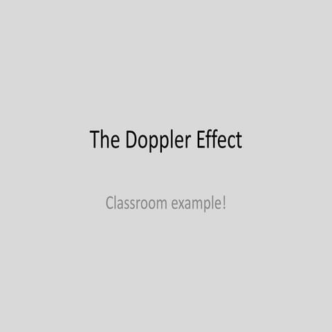 The Doppler Effect: Classroom example! 