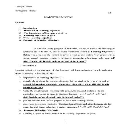 Learning objective | PDF