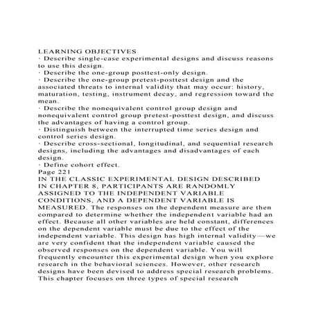 LEARNING OBJECTIVES· Describe single-case experimental designs.docx