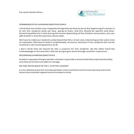 Learning objectives reflection