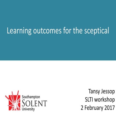 Learning outcomes for the sceptical