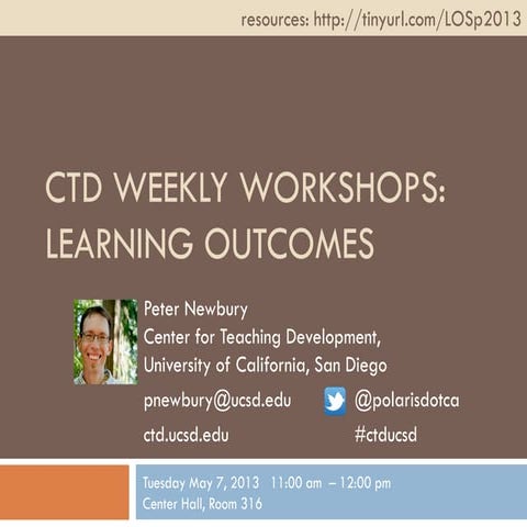 SIO Workshop: Course Design 1 - Learning outcomes | PDF