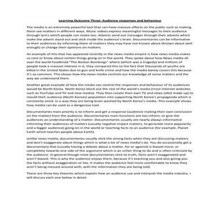 Learning outcome three