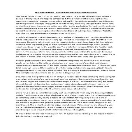 Learning outcome three