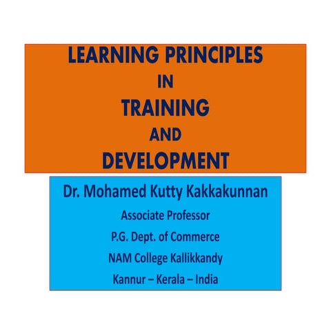 Learning principles in training