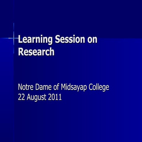 Learning session on research