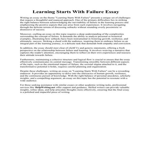Learning Starts With Failure Essay. Sample Common Application Essay: Learn fr...