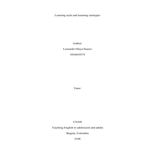 Learning style and learning strategy