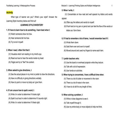 Learning style inventory (1)
