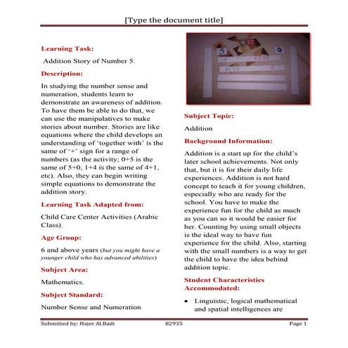 Learning task activity