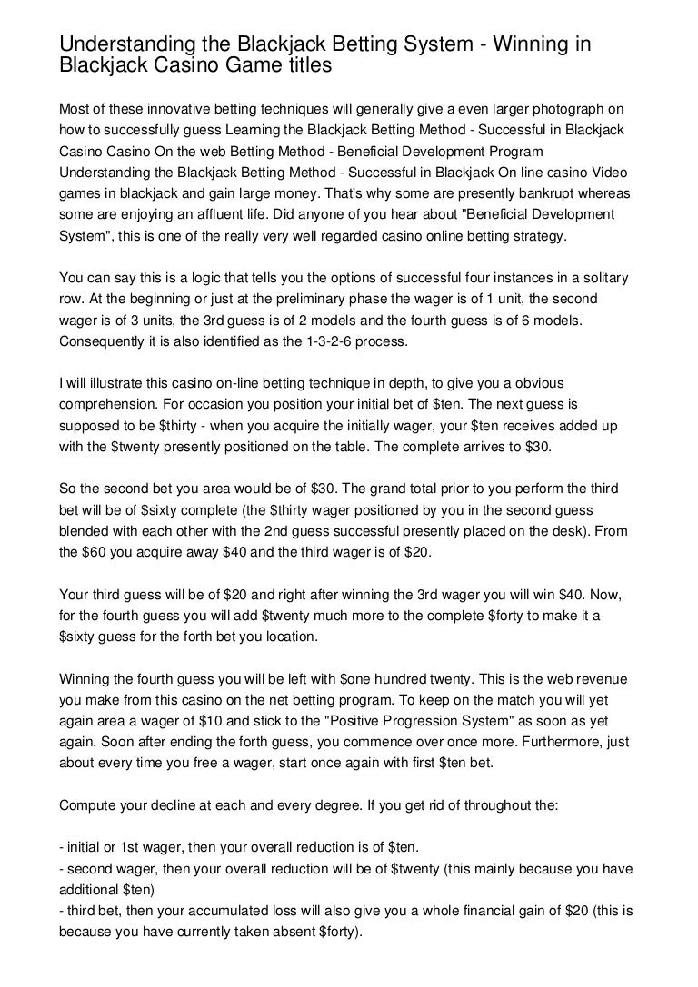 Successful Blackjack Betting Strategy