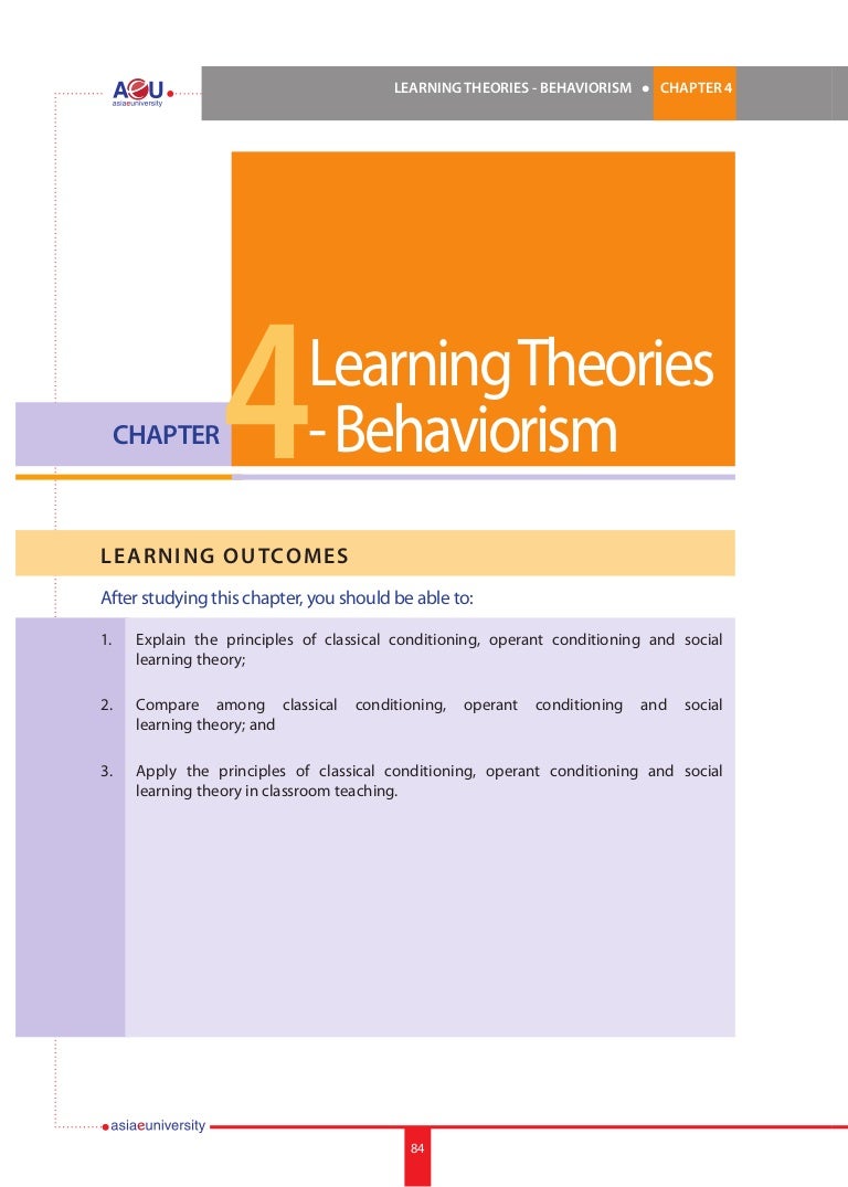 Learning Theories 4 Behaviorism Learning Theories 4 Behaviorism