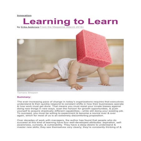 Learning to Learn by Erika Andersen
