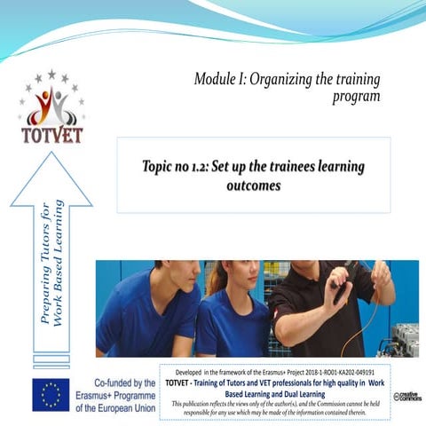 Learning tool M1T2: Set up the trainees learning outputs_en