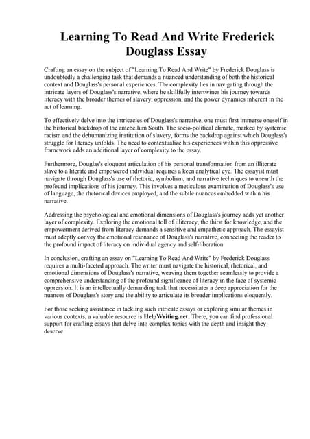 Learning To Read And Write Frederick Douglass Essay Pdf Learning To Read And Write Frederick Douglass Essay Pdf