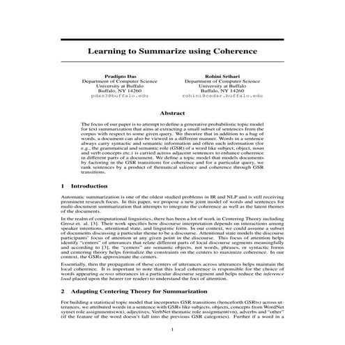 Learning to summarize using coherence