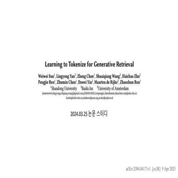 Learning to tokenize for Generative Retrival.pptx