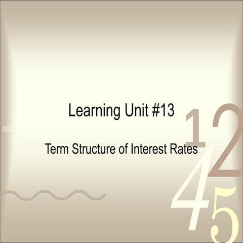 Econ315 Money and Banking: Learning Unit #13: Term Structure of Interest Rates