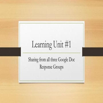 Learning unit #1 resources