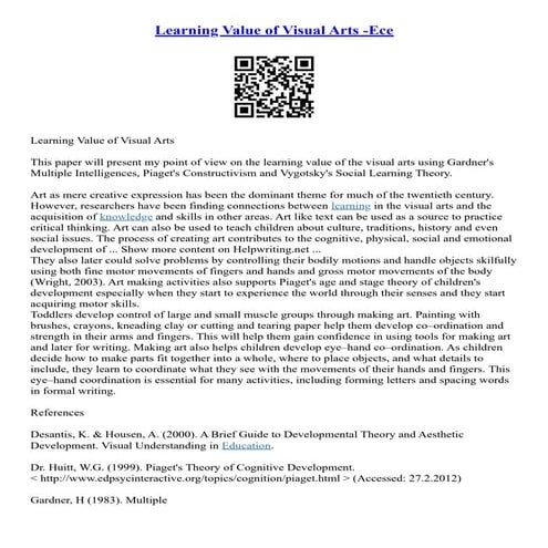 Learning Value Of Visual Arts -Ece