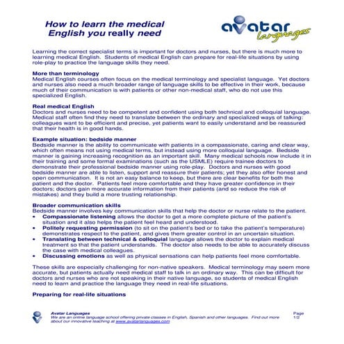  How to learn the medical English you really need	