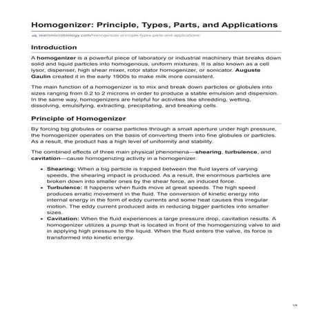 Homogenizer: Principle, Types, Parts, and Applications
