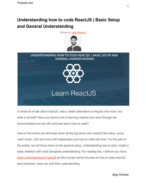Learn reactjs, how to code with example and general understanding ...