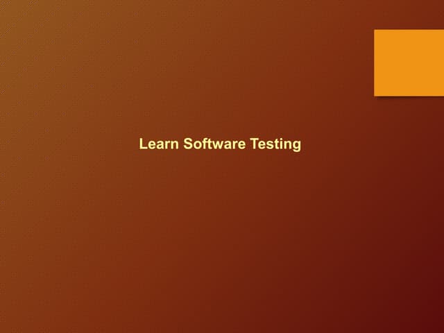 Learn software testing