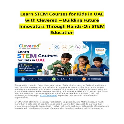 STEM Courses for Kids in UAE with Clevered – Building Future Innovators ...