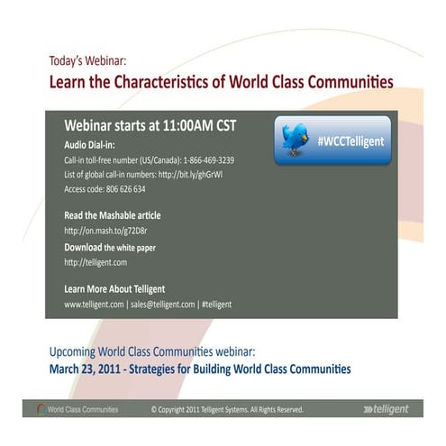 Learn The Characteristics Of World Class Communities
