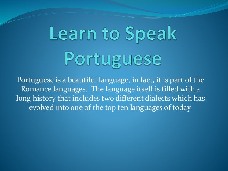 Learn to Speak Portuguese