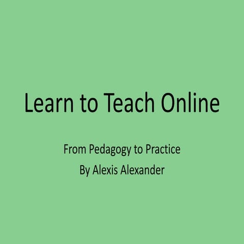 Learn To Teach Online