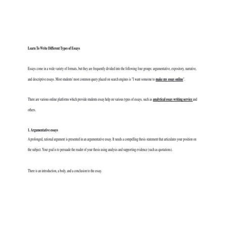 Learn To Write Different Types Of Essays | PDF