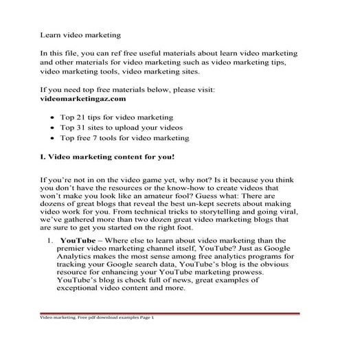 Learn video marketing