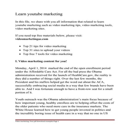 Learn youtube marketing