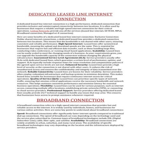 Internet Leased Line Connection Service - Linkup Networks/