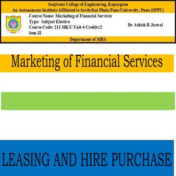 Leasing and Hire Purchase