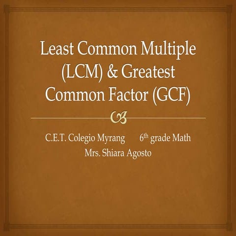 Least common multiple (lcm) & greatest