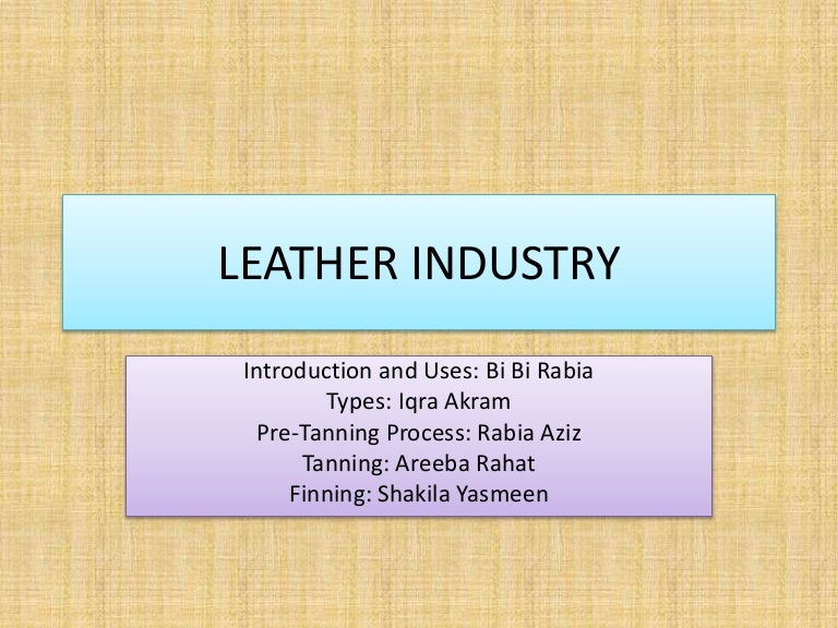 Leather Industry Applied Chemistry