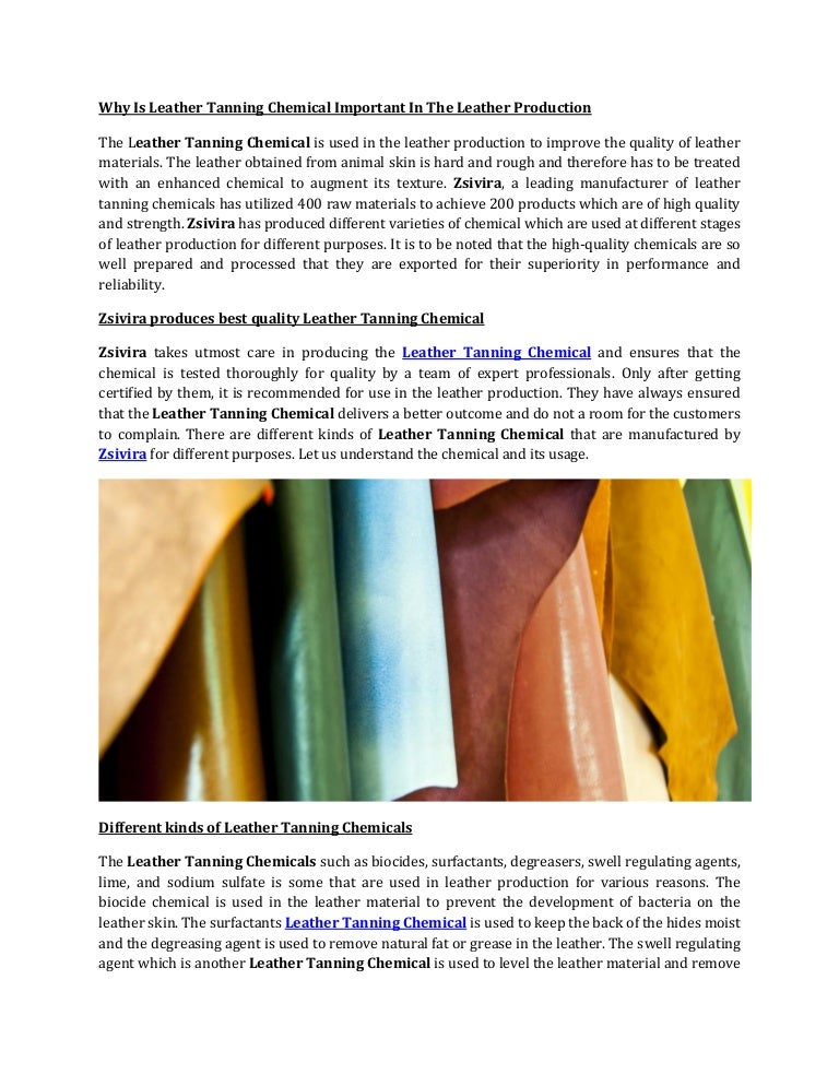 Leather tanning chemicals