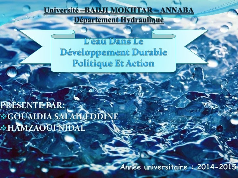L'eau Et Le Développement Durable Pse Corrigé