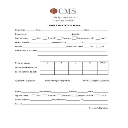 Leave application form | PDF