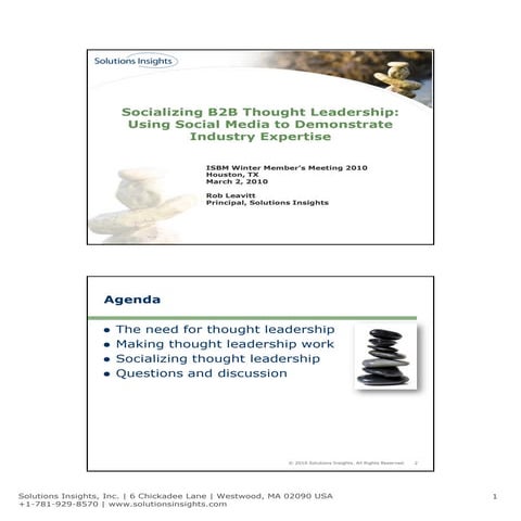 Socializing B2B Thought Leadership: Using Social Media to Demonstrate Industr...