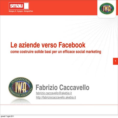 Le aziende verso facebook - (Fabrizio Caccavello)