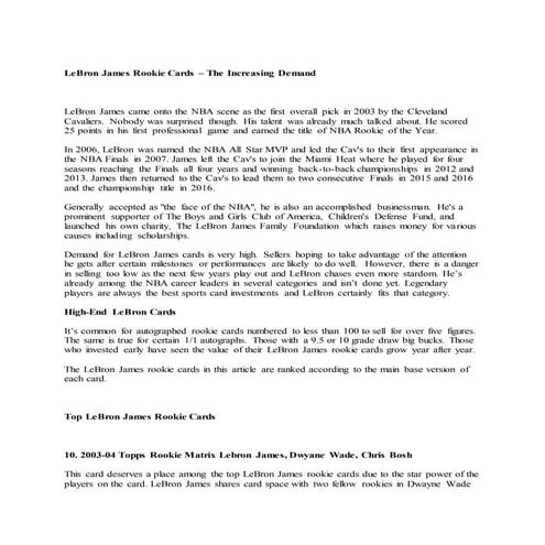 signed lebron rookie card