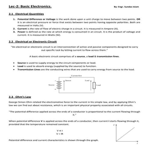 Lec 2 ohms law, voltage source &amp; current source