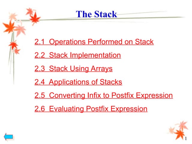 The Stack in data structures         .ppt